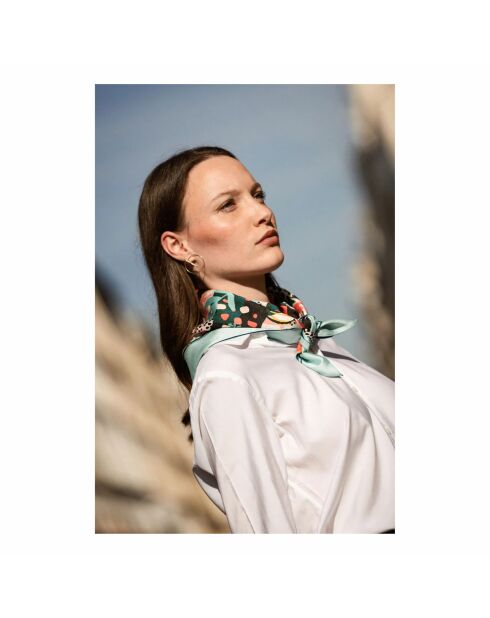 Foulard Réversible Norah/Eloïse rose pâle - 60x60 cm