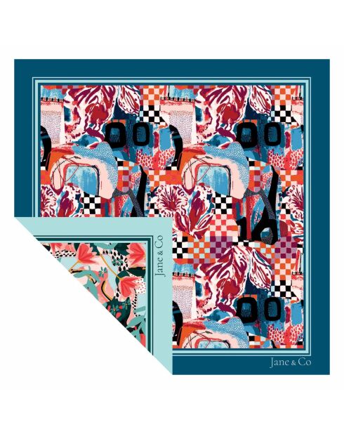 Foulard Réversible Lila/Nora bleu - 60x60 cm