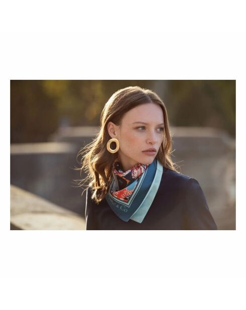 Foulard Réversible Lila/Nora bleu - 60x60 cm