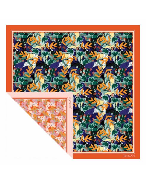 Foulard Réversible Clémentine/Marie orange - 90x90 cm