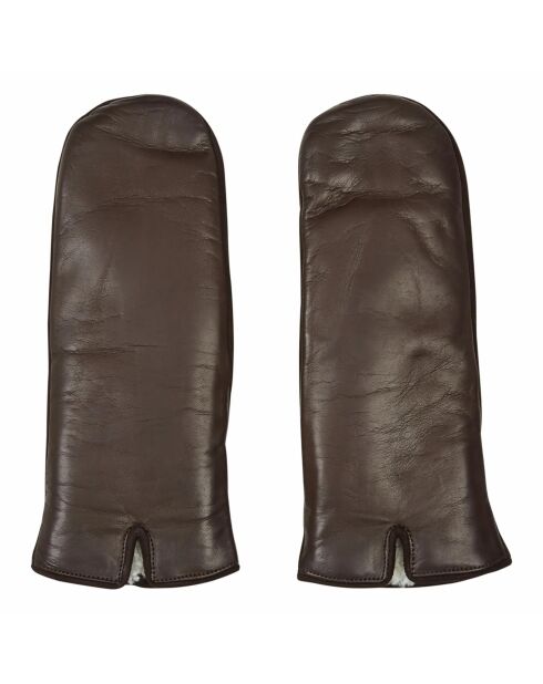 Essentials Lederhandschuhe mit braunem Fell