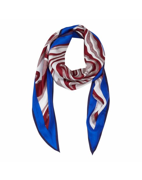 Foulard en soie Wave bleu marine - 145x100 cm