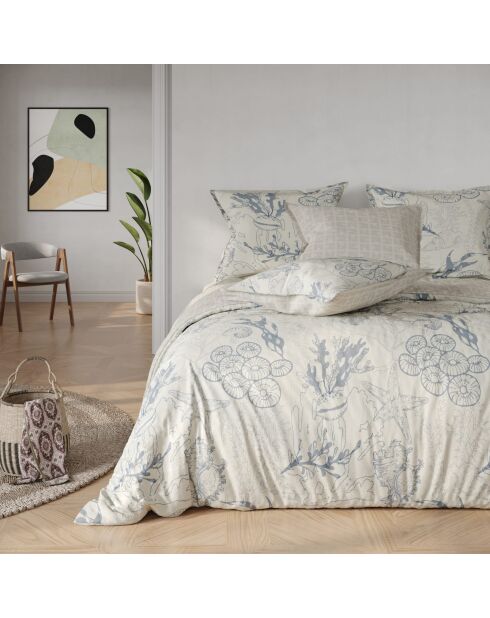 Parure 3 pièces - 1 Housse de couette + 2 taies d'oreiller Marina imprimées
