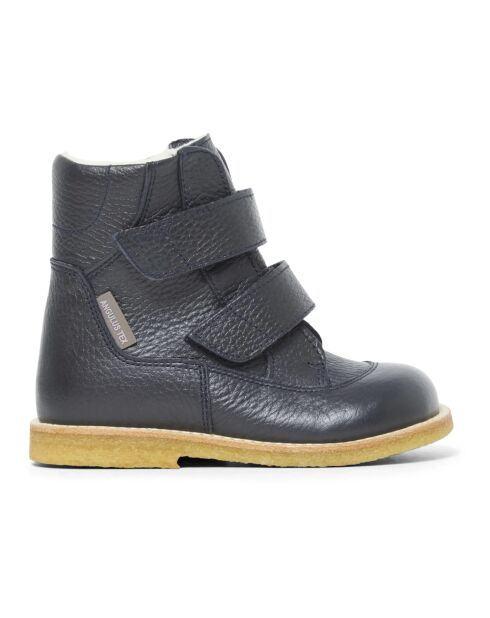 Boots fourrées Tex scratchs  en cuir  bleu marine