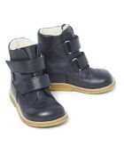 Boots fourrées Tex scratchs  en cuir  bleu marine