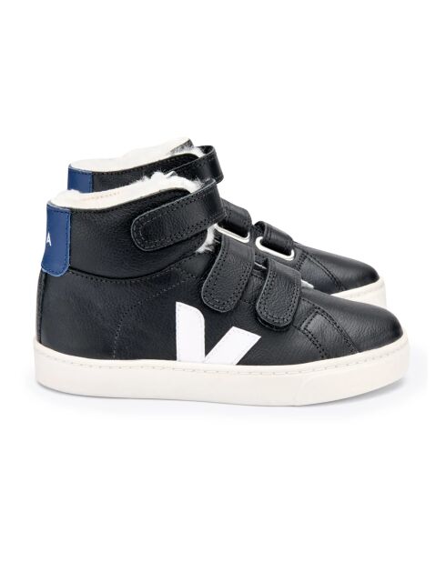 Baskets en cuir scratchs cuir fourrées Esplar Mid noirs