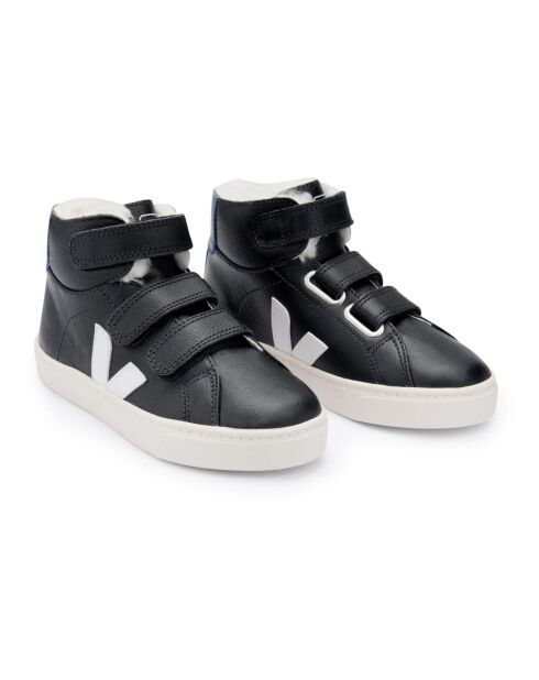 Baskets en cuir scratchs cuir fourrées Esplar Mid noirs
