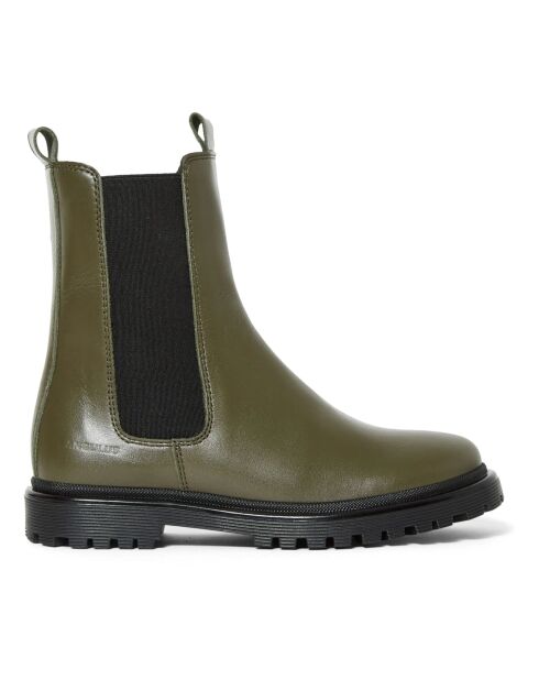 Chelsea Boots montantes en cuir semelles Funky vert olive