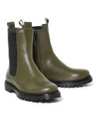 Chelsea Boots montantes  en cuir semelles Funky vert olive