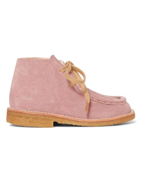 Bottines  en cuir à lacets  rose pâle