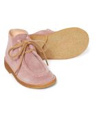 Bottines  en cuir à lacets  rose pâle