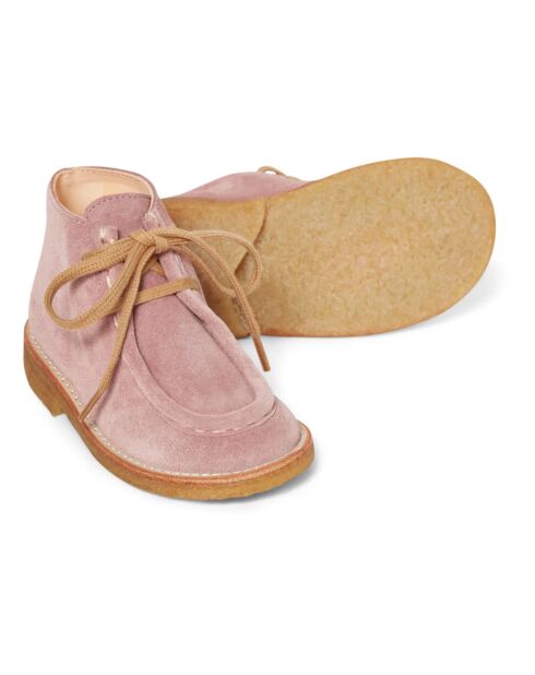 Bottines  en cuir à lacets  rose pâle
