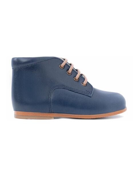 Bottines  en cuir à  lacets First bleues