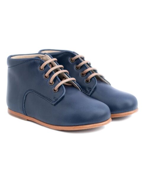 Bottines  en cuir à  lacets First bleues