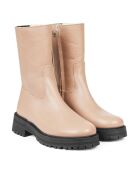 Bottes montantes en cuir  zip crème
