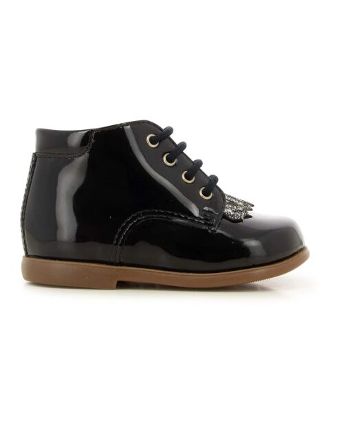 Botillons en cuir vernis Nioupi New Mex noirs