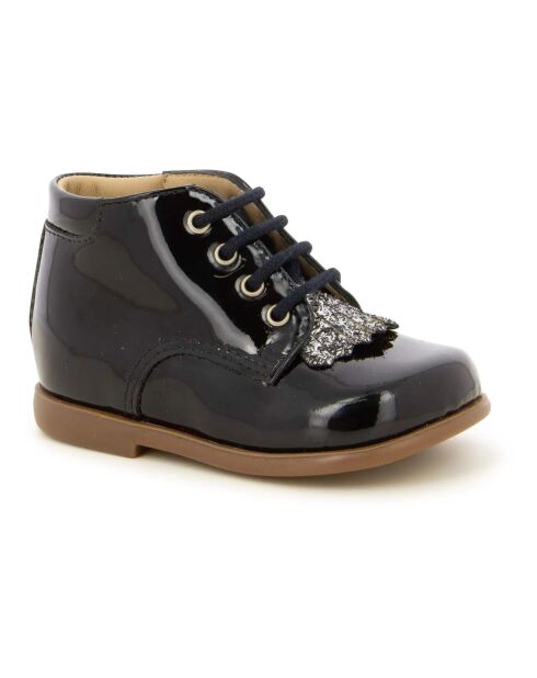 Botillons en cuir vernis Nioupi New Mex noirs