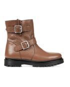 Bottines en cuir zip fourrées marron