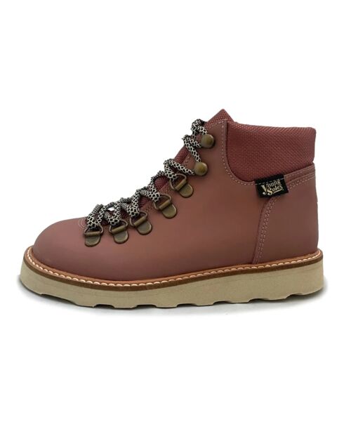 Boots  en cuir  à lacets Eddie roses