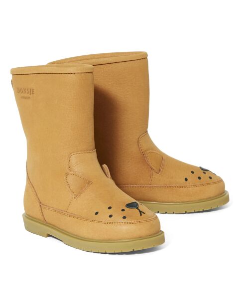 Bottes en cuir fourrées Lion Wadudu camel