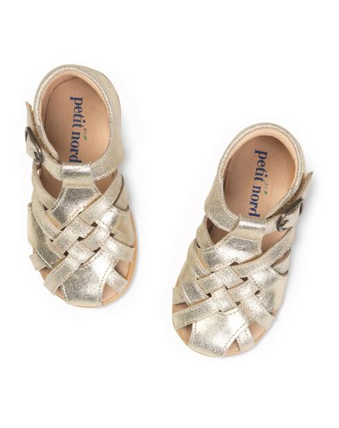 Sandales en cuir scratchs Starter Diamond dorées