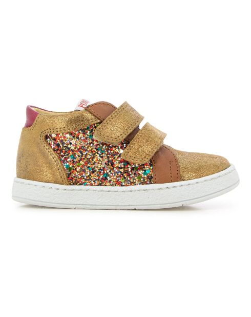 Baskets en cuir  scratchs Mousse Easy Top camel