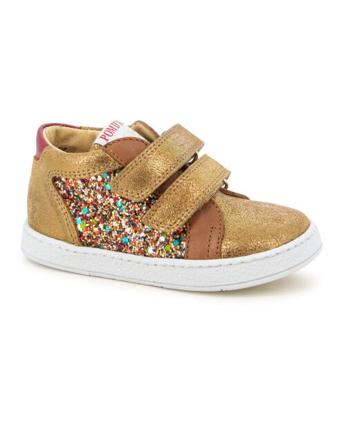 Baskets en cuir  scratchs Mousse Easy Top camel