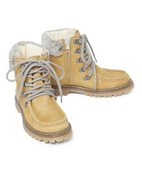 Boots  en cuir à lacets  Shearling camel