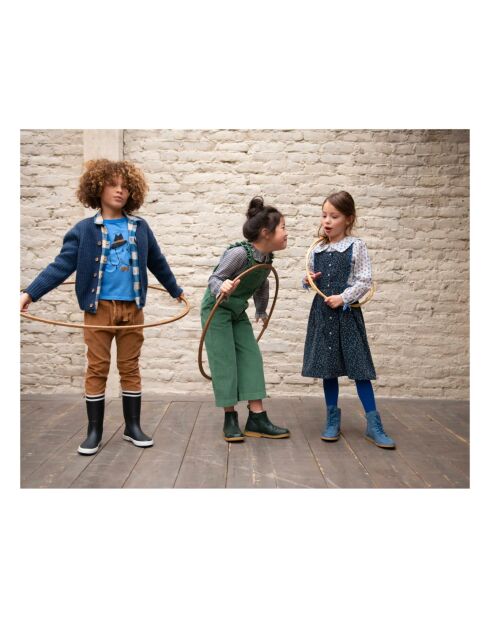 Bottines à  lacets cuir Emi bleu ciel