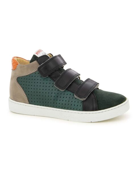 Baskets en cuir  scratchs Top Easy Clay verts