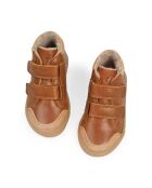 Baskets en cuir  fourrées 2 scratchs Toasty cognac