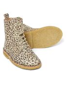 Bottines à  lacets cuir Léopard Emi camel