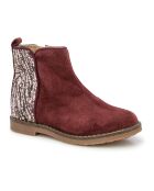 Bordeauxrote Lederstiefel Trip Back mit Reißverschluss