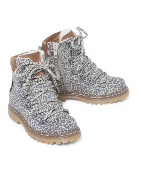 Boots Tex  en cuir à lacets Léopard marron