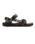 Trekky Bandana sandalen van zwart bont