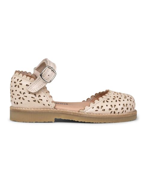 Sandales en cuir scratchs Ladida crème