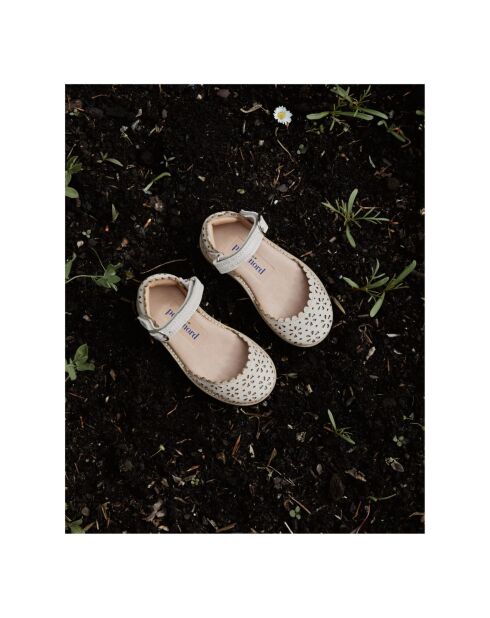 Sandales en cuir scratchs Ladida crème