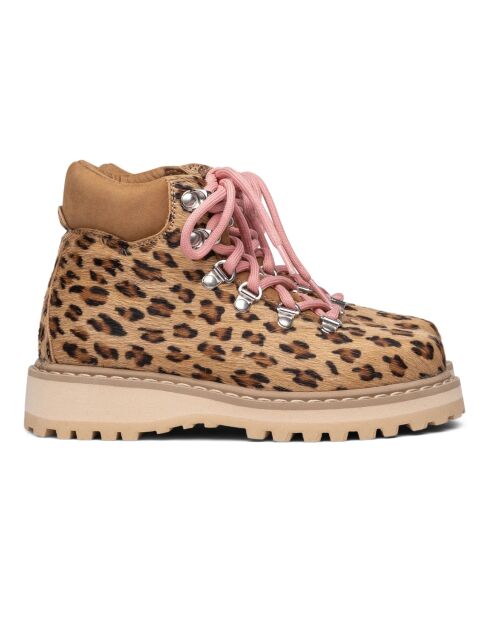 Boots en cuir Roccia Vet Léopard fourrure beiges