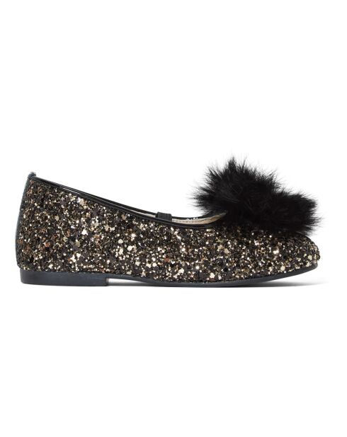 Ballerines en cuir Pailletées dorées