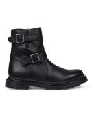 Schwarze Lederstiefel mit Innenfutter und Reißverschluss