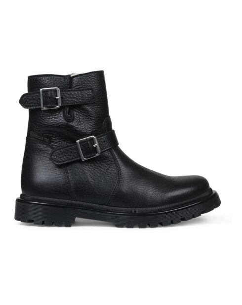 Bottines en cuir zip fourrées noires