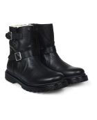 Schwarze Lederstiefel mit Innenfutter und Reißverschluss