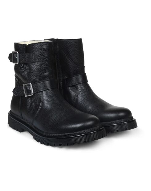 Bottines en cuir zip fourrées noires