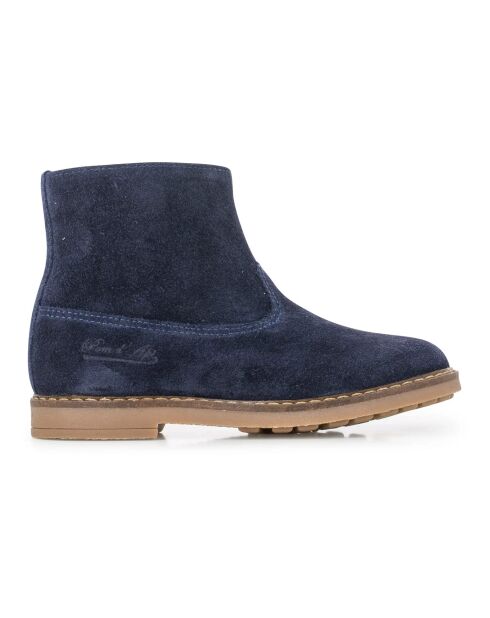 Boots en cuir Trip zip velours bleu marine