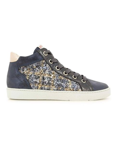Baskets en cuir  zip Top zippy À Paillettes bleu marine