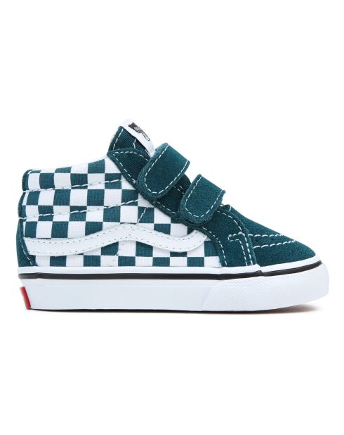 Baskets scratchs SK8-Mid Reissue Damier bleu vert