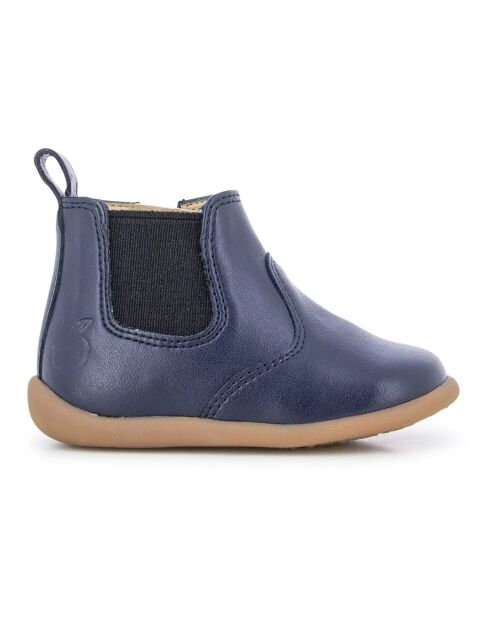 Chelsea en cuir Boots Jod zip Vegan cuir de Pomme bleu marine