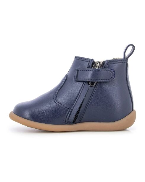 Chelsea en cuir Boots Jod zip Vegan cuir de Pomme bleu marine