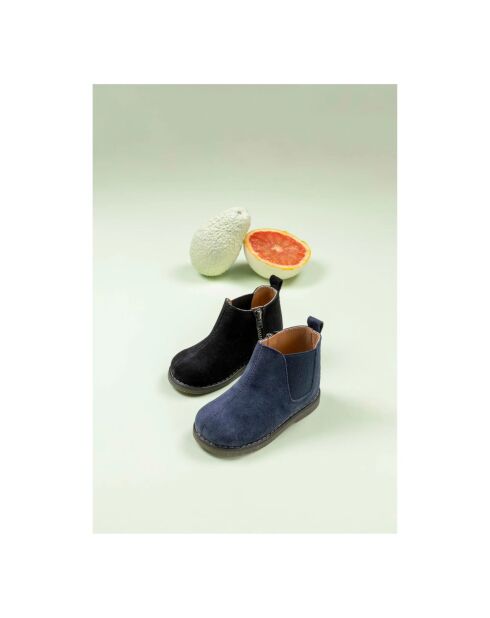 Chelsea Boots  en cuir suédé zip  noirs