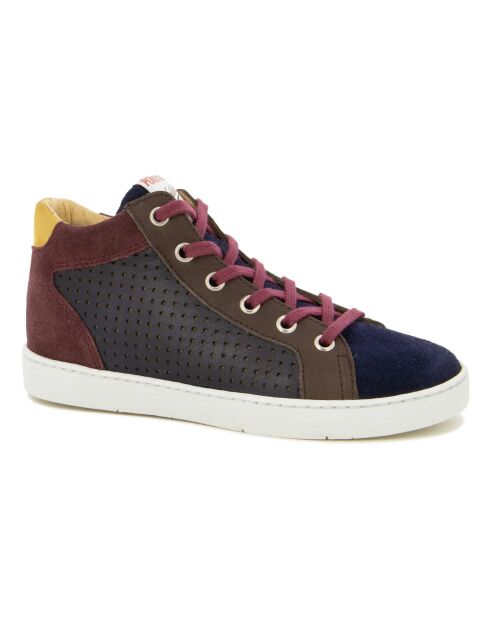 Baskets en cuir  zip Top zip Lace bordeaux